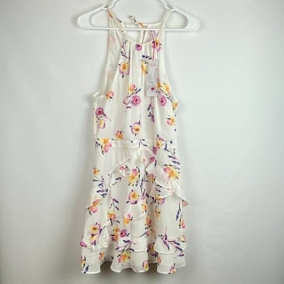 Parker Dress Womens Medium White Floral Mini Dress Tropical Lightweight - Picture 7 of 13